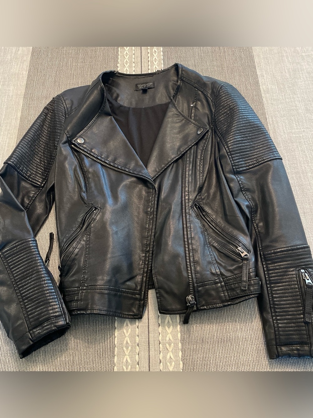 Topshop Black Faux Leather Biker Jacket